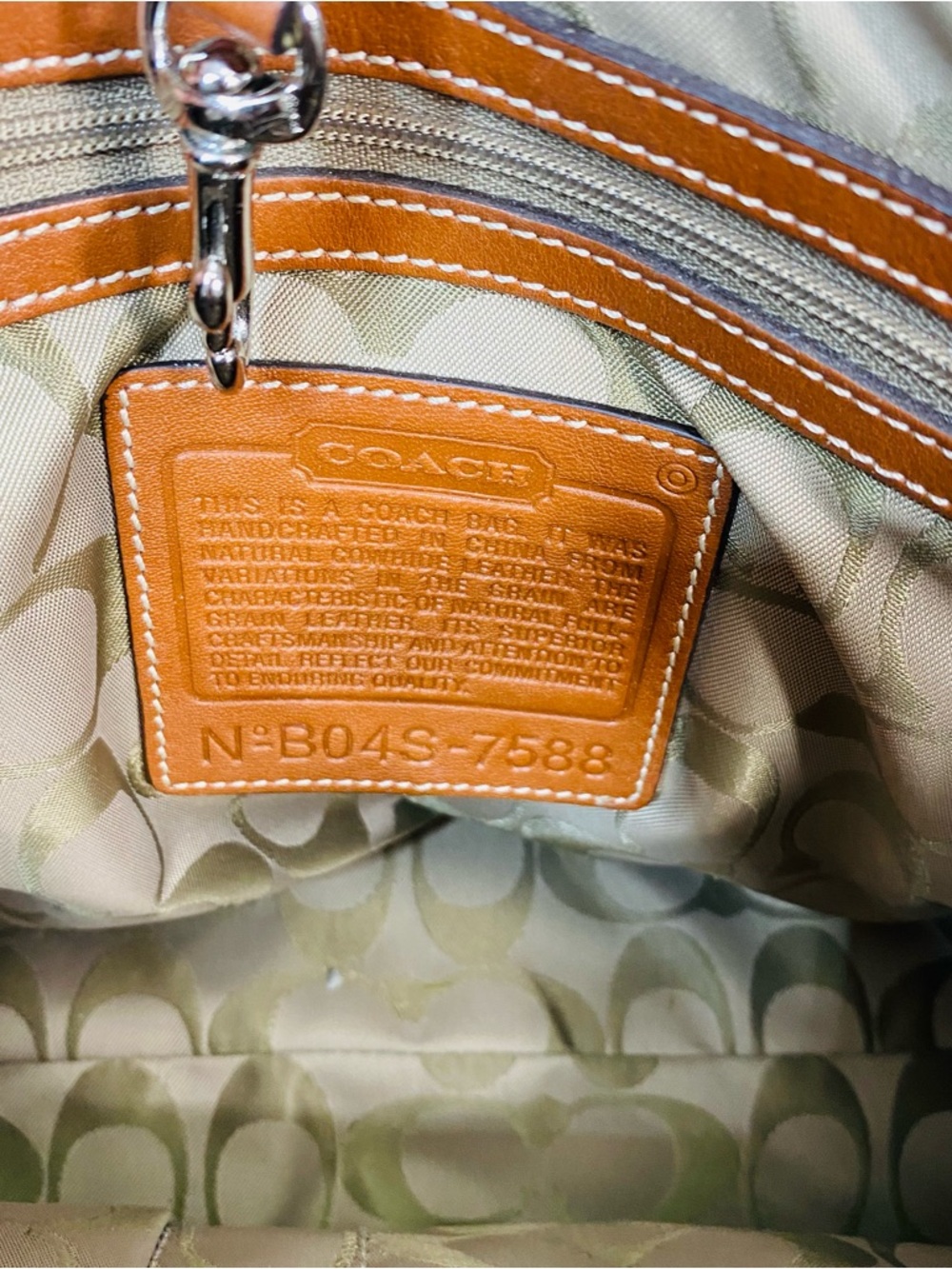 COACH Hamptons Leather Bicolor Tote Bag White Brown Authentic Vintage - Picture 12 of 13